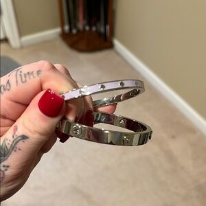 Kate spade Silver and lavender Studded Bangle Set
